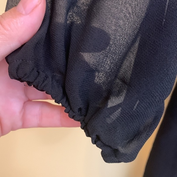 Cato | Black Embroidered Bead Adjustable Tassel Waist Kimono Sheer Tunic Top XS - Picture 15 of 17